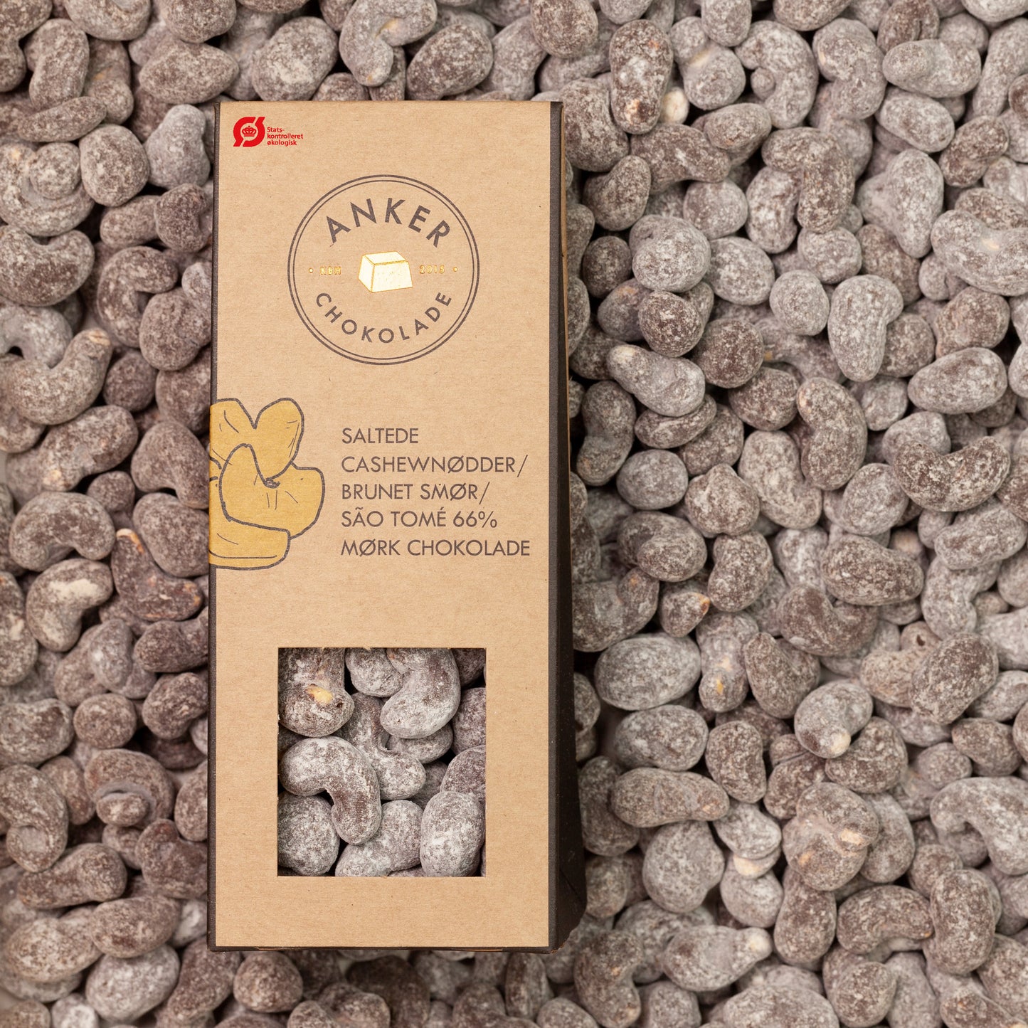 Cashewnødder / brunet smør / flormelis / São Tomé 66% mørk chokolade - DK-ØKO-100