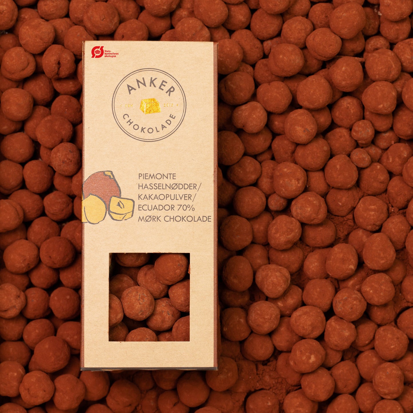 Piemonte hasselnøder / kakaopulver / Ecuador 70% mørk chokolade - DK-ØKO-100